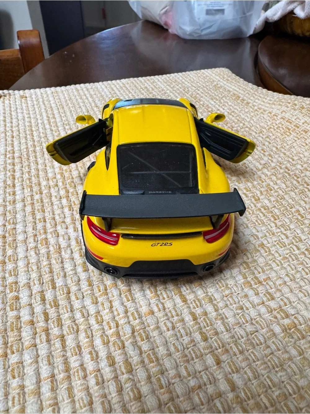 Porsche 911 GT2 RS Yellow with Carbon Hood and Gold Wheels Special Edition 1/24